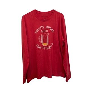 Life is Good Crusher What's Wrong With This‎ Pitcher Red Tee T-Shirt Men’s Large